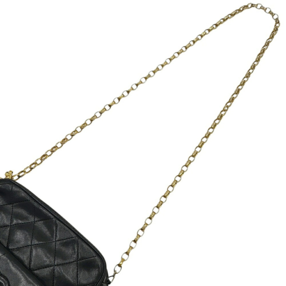 CHANEL Black Lambskin Leather Shoulder Bag - Picture 12 of 16